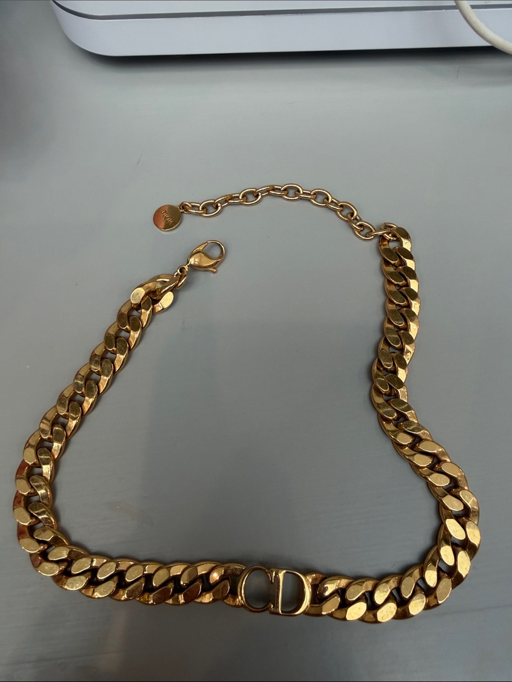Christian Dior Gold Chain Link Necklace - Gold